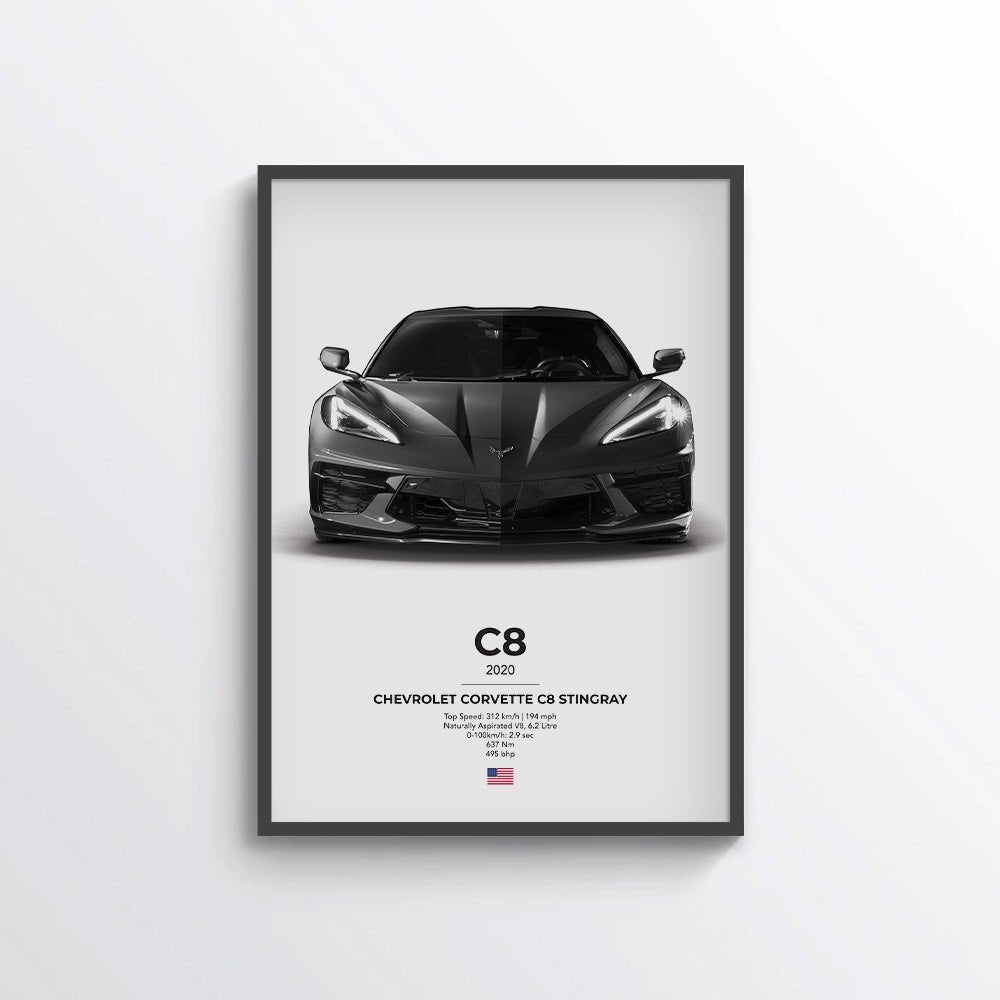 Chevrolet Corvette C8 Stingray Poster - car - artistry