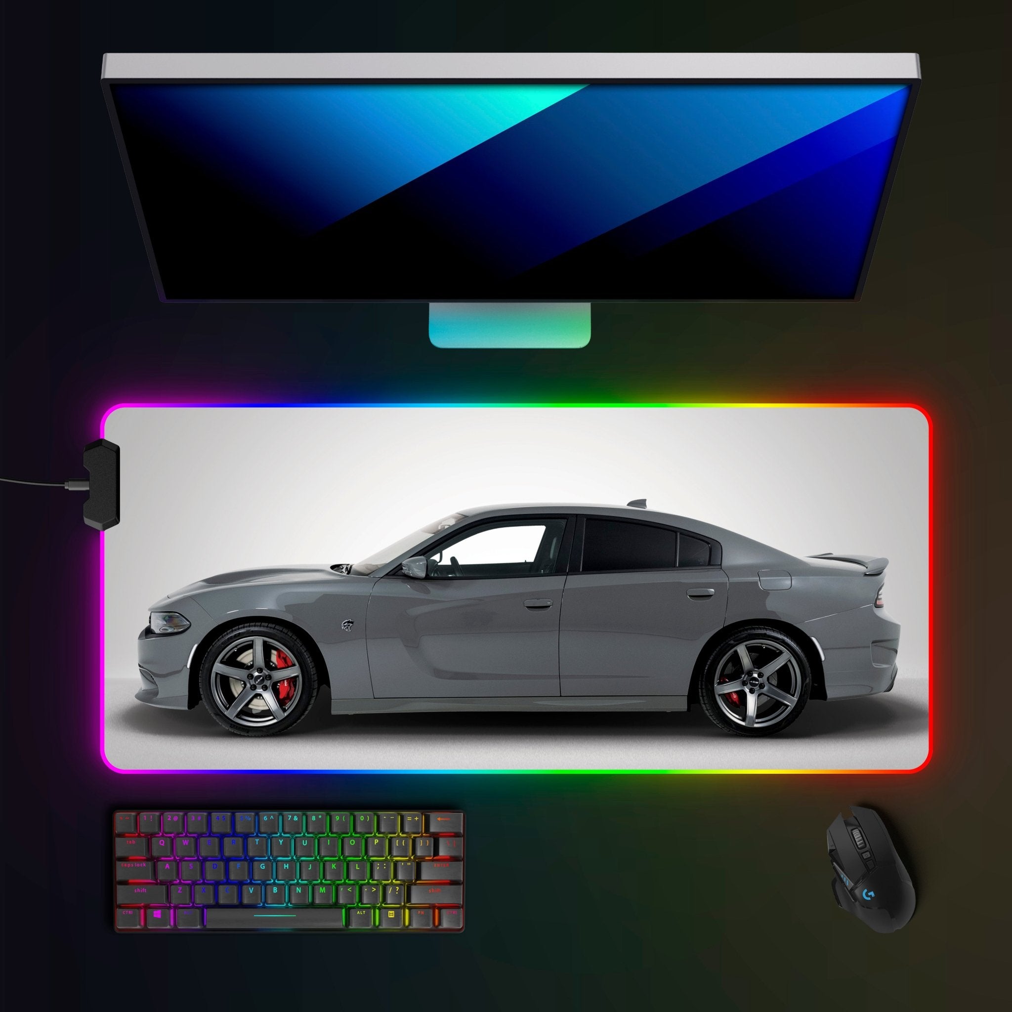 Dodge Charger SRT Hellcat RGB Mousepad - car - artistry