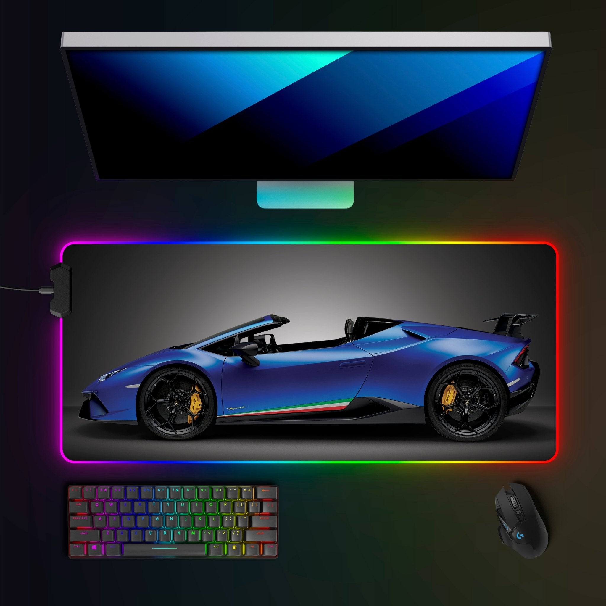 Lamborghini Huracan Performante Spyder RGB Mousepad - car - artistry
