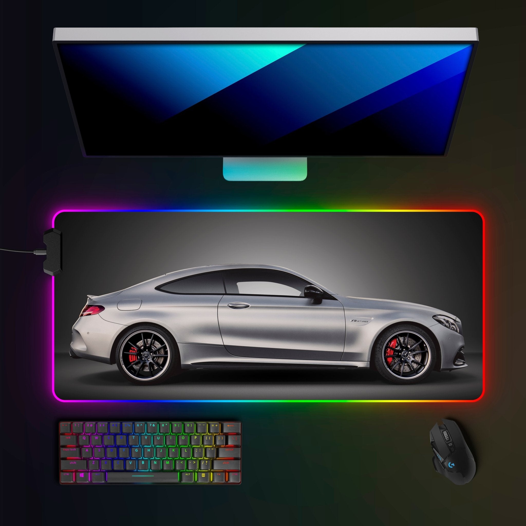 Mercedes C63 S AMG Coupe RGB Mousepad - car - artistry