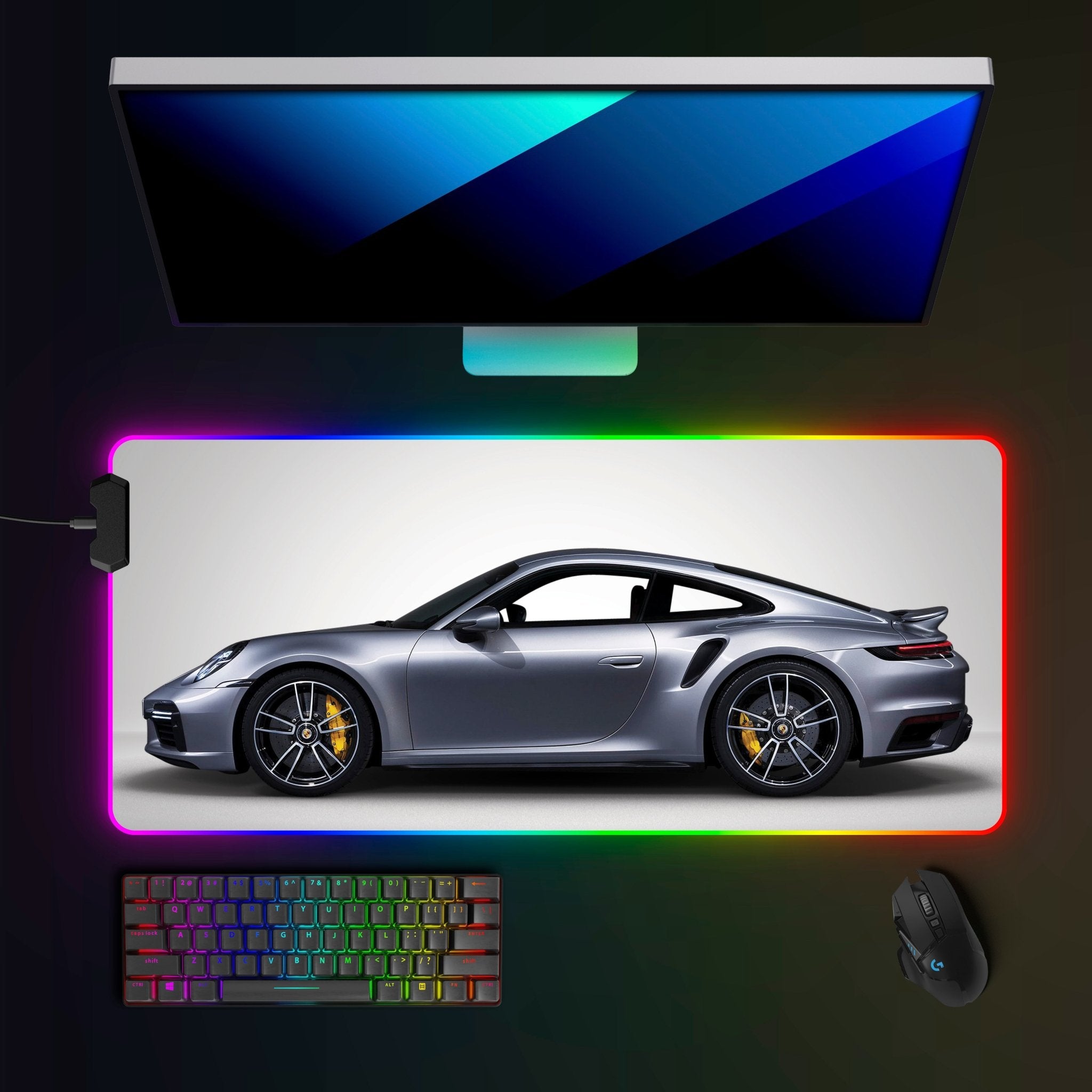 Porsche 911 Turbo S (992) RGB Mousepad - car - artistry