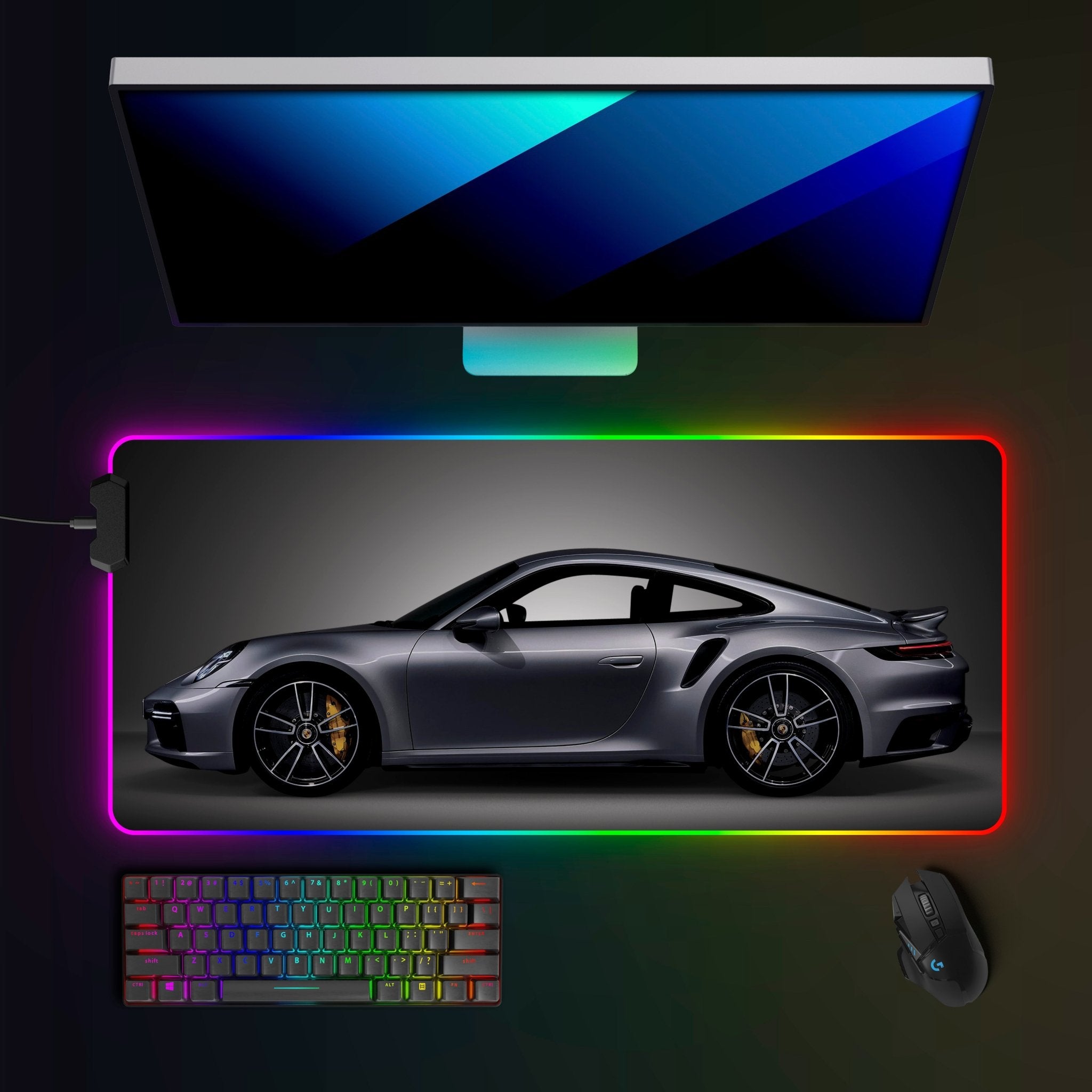 Porsche 911 Turbo S (992) RGB Mousepad - car - artistry