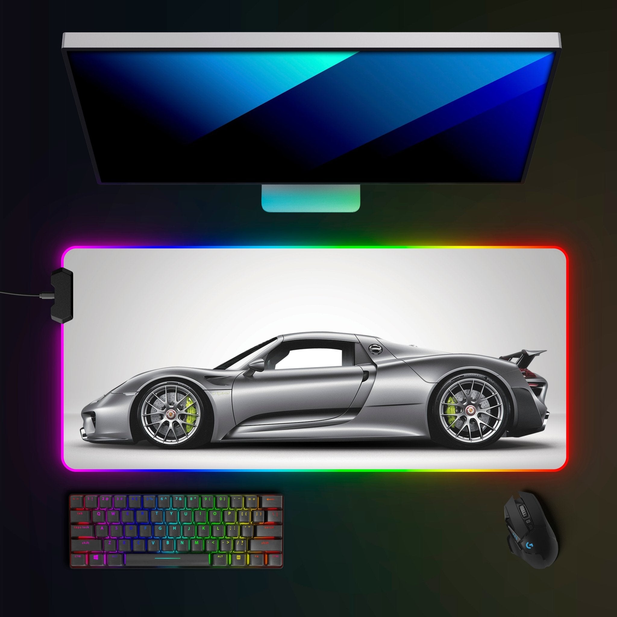 Porsche 918 Spyder RGB Mousepad - car - artistry