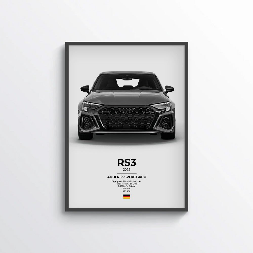 Audi RS3 Sportback Poster - car - artistry