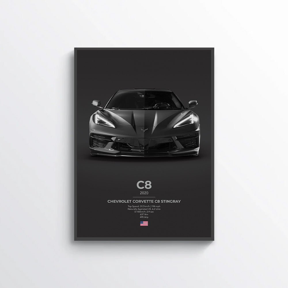 Chevrolet Corvette C8 Stingray Poster - car - artistry