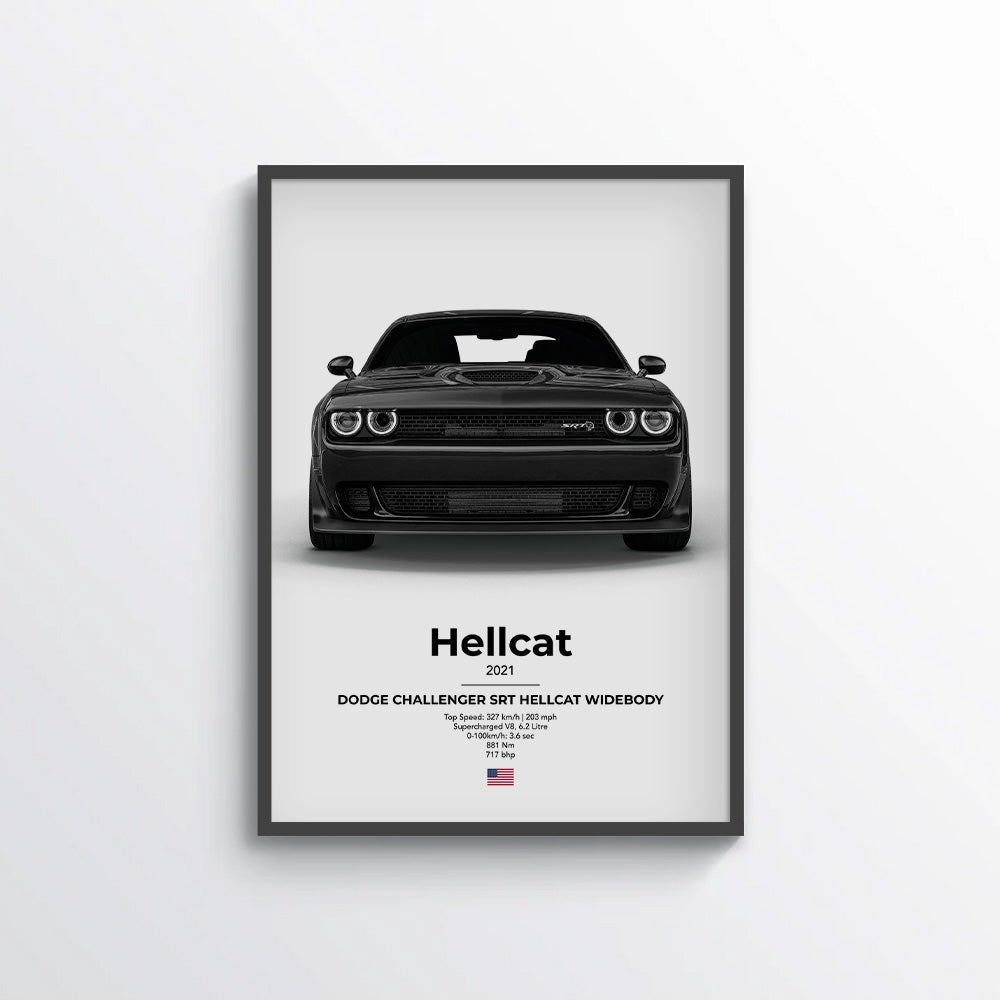 Dodge Challenger SRT Hellcat Widebody Poster - car - artistry