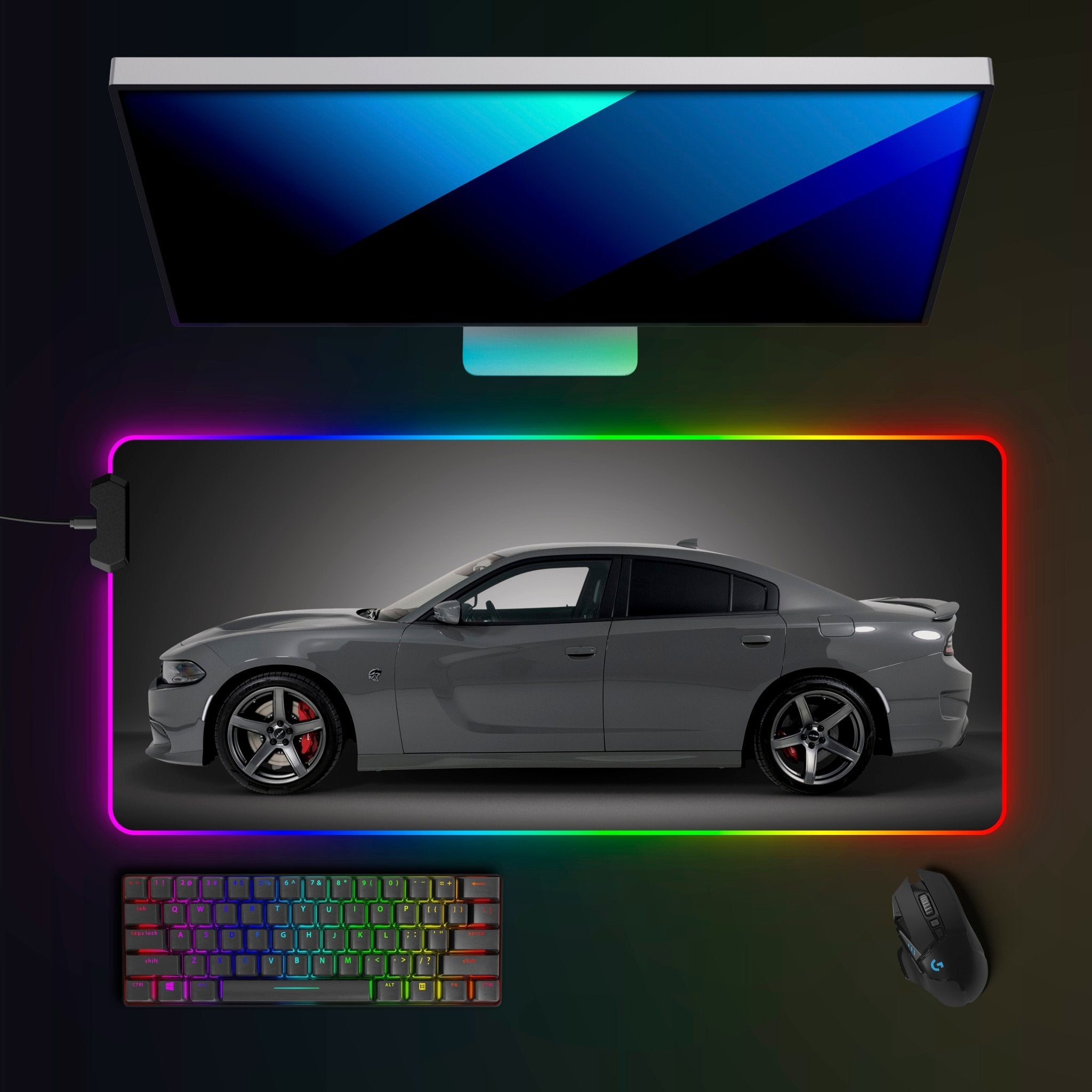 Dodge Charger SRT Hellcat RGB Mousepad - car - artistry